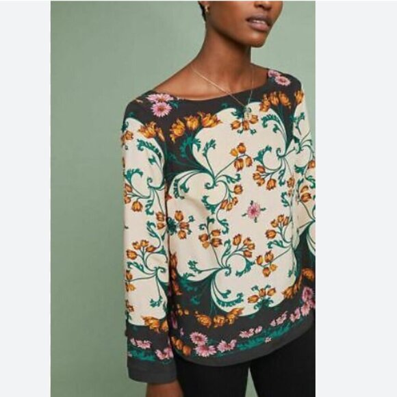 Anthropologie Maeve Florence 100% silk floral blouse size 8 LIKE NEW - Picture 3 of 9